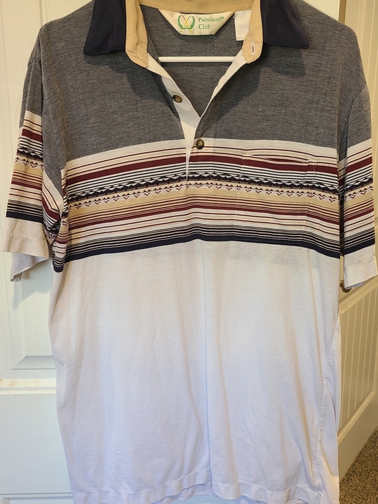 Palmland Other - Palmlange Club Men's Short-Sleeve Striped Polo - Navy, White & Tan